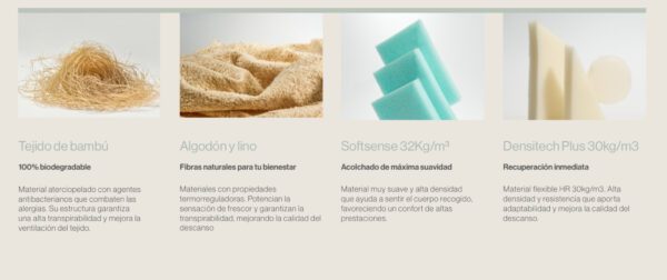 Colchón Sonpura Golden (Muelle Ensacado+HR) 8 Materiales del colchón Golden y sus descripciones