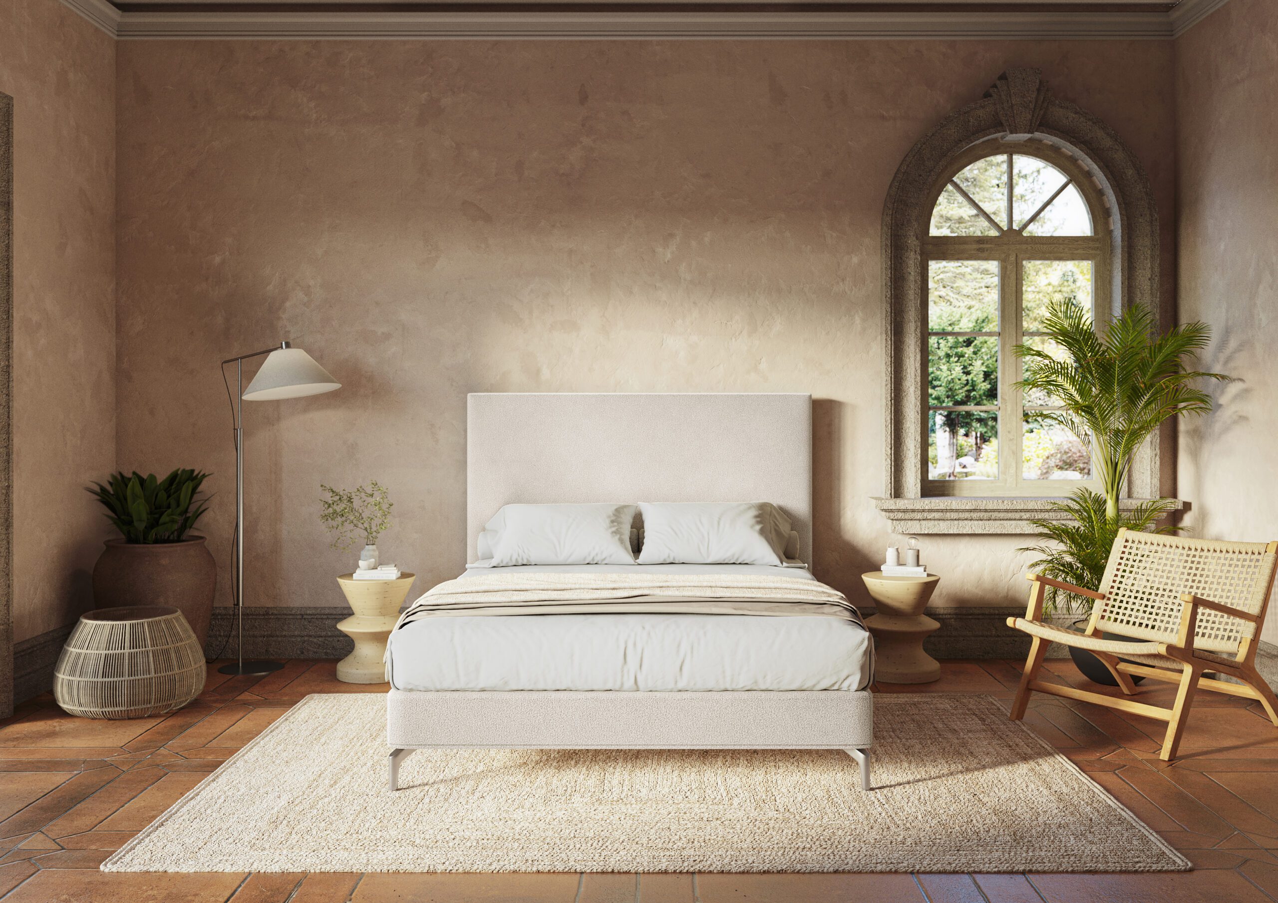 sonpura-Supreme-Madrid-Agueda Canapé Supreme de Sonpura tapizado con patas de diseño en metal cromado de calidad