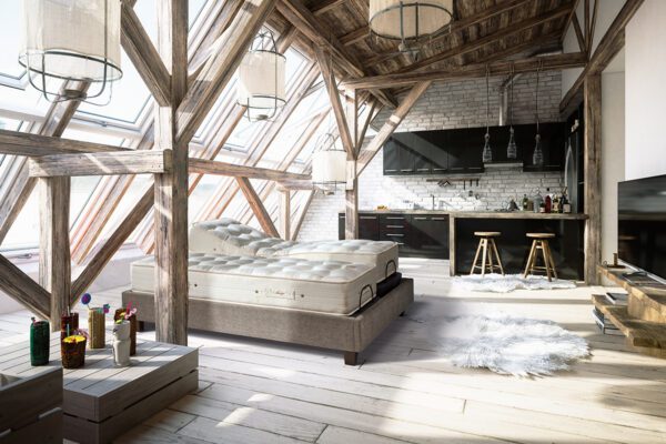 Cama Articulada Auriga Superba 5 Auriga Superba y Adhara en ambiente de arquitectura rústica de lujo