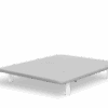 Base de cama tapizada gris con patas blancas