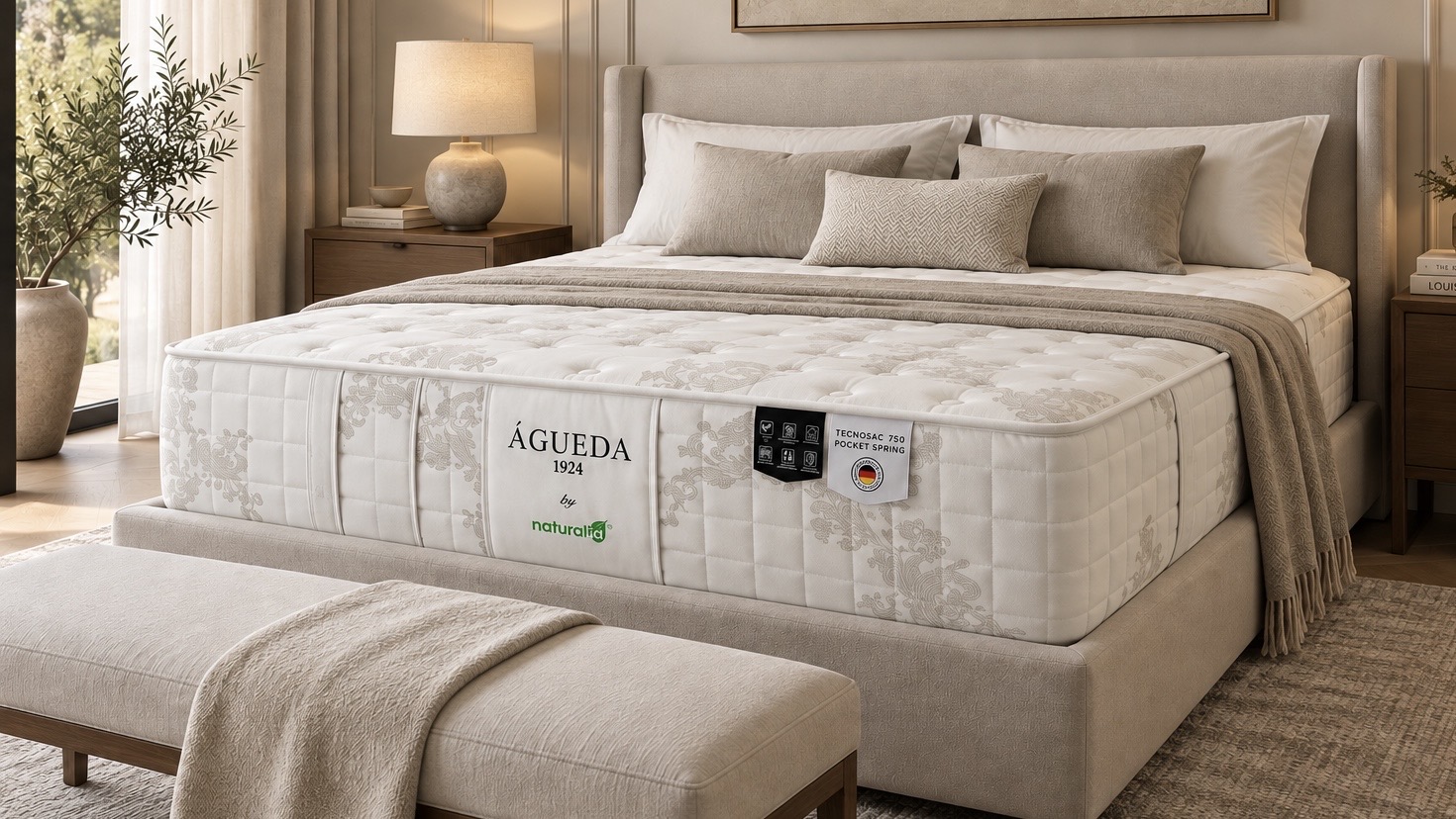 Colchón ÁGUEDA 1924 premium en dormitorio elegante